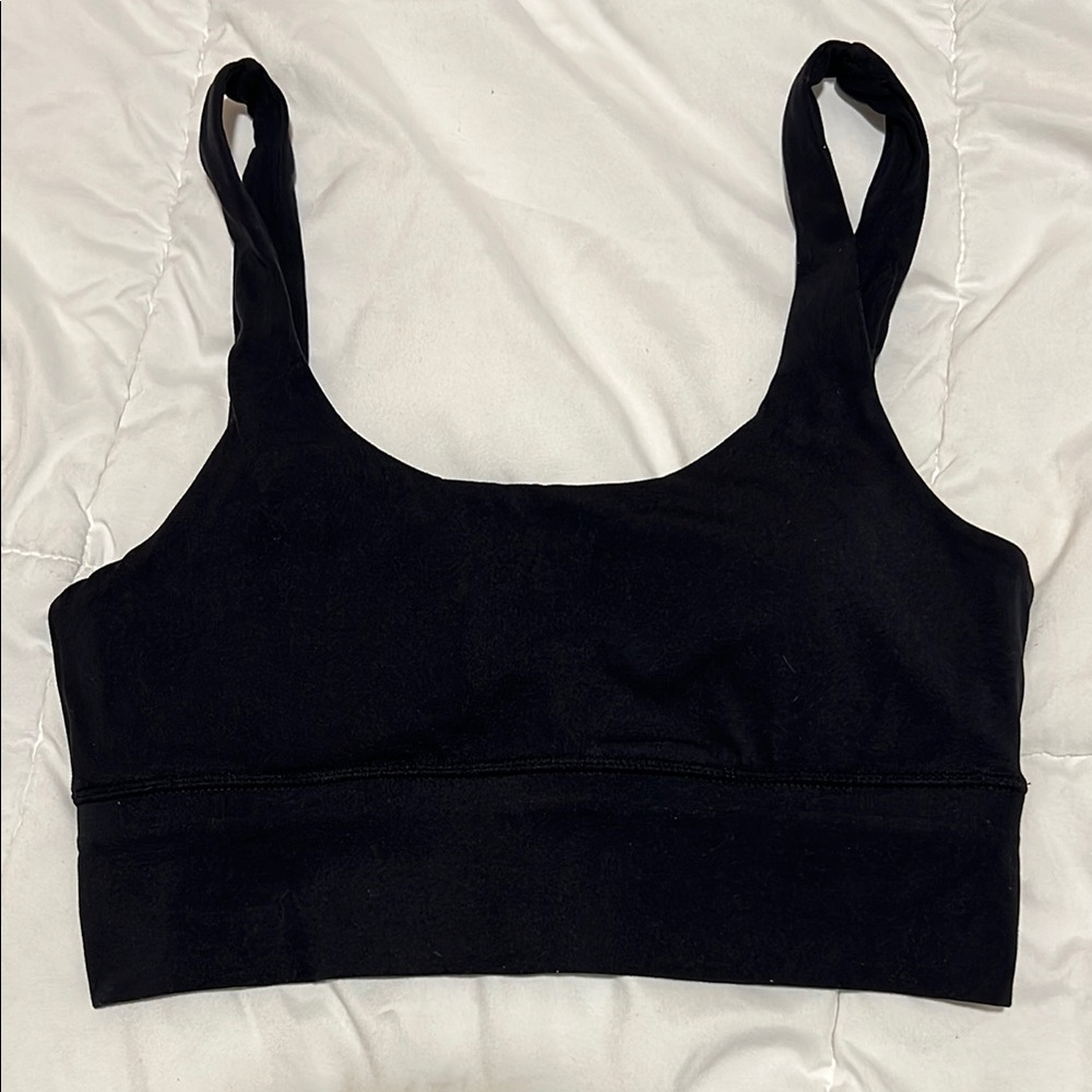 Black Sports Bra with Wide Straps and Scoop Neckline